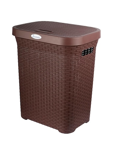 Esqube Laundry Basket with Lid, Brown, 50L Capacity