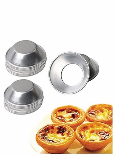 25 Pack Egg Tart Moulds Tiny Pie Tartlets Dessert Mould Pans Tin Puto Cup Bakeware Muffin Cupcake Cake Cookie Mould Baking Tool, Round Resuable Nonstick