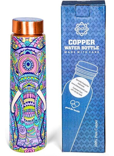 Pure Copper Water Bottle 100%   950ml Leak,Durable &amp; Rust Proof, Elephant Design   100% Pure Copper Vessel for Drinking, BPA-Free, Leak-Proof, Boosts Immunity,Ayurveda Inspired