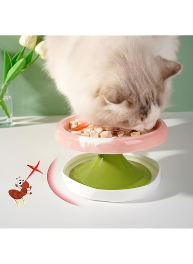 NALACAL Cat Food Bowls Plates, Ceramic Cat Bowls for Indoor Outdoor Cats, Rasied Cat Bowls, Elevated Cat Plates Whisker Friendly, Ant Away Cats Feeding Stand Orthopedic Cute Cat Bowl for Cats Dogs