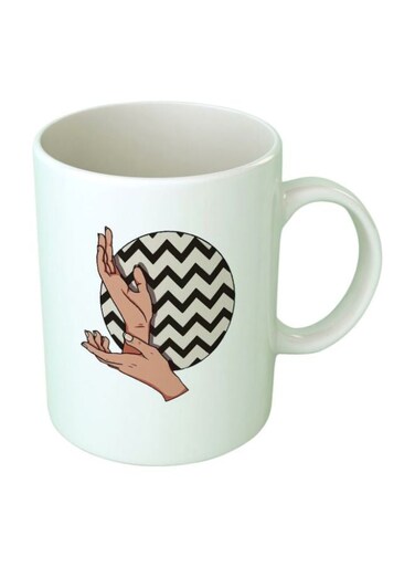 Print Printed Ceramic Mug White/Grey/Brown