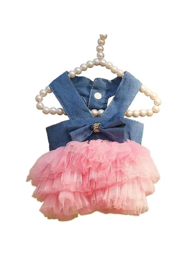 Dog Dresses Bow Decor Tiered Layer Wedding Party Pet Dress for Small Girl Dog Cat Puppy Kitten Kitty (Pink, Small)