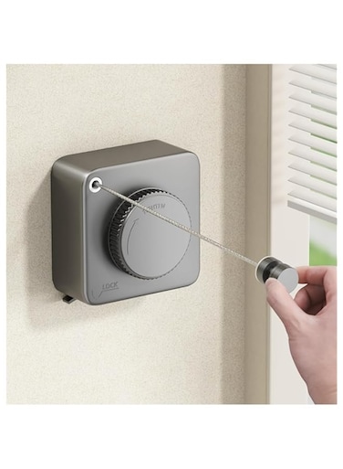 KASTWAVE Heavy Duty Retractable Clothesline - 15.1 Feet Wall Mounted Indoor/Outdoor Laundry Line, Non-Sagging Stainless Steel Drying Solution (Grey)