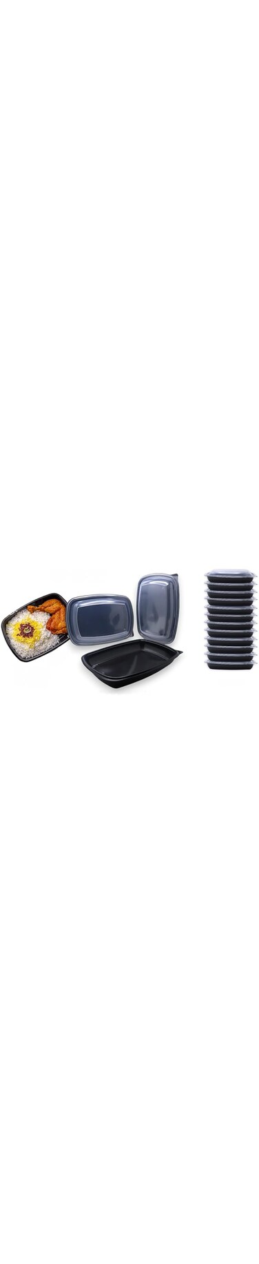 TebPlastic Meal Prep Containers with Lids, 12-Piece Set, 1800cc, BPA-Free, Microwave &amp; Freezer Safe, Black Food Storage Containers with Clear Lids, Reusable, Leak-Proof, Dishwasher Safe, Durable
