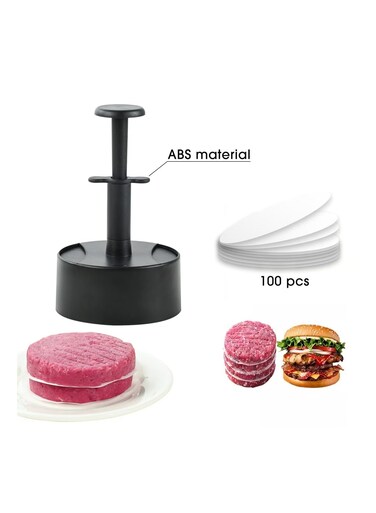 Press Hamburger Meat Press, ABS Round Press Hamburger Patty Maker, Non-Stick Patty Making Mold For Beef, Burgers And Cooking With 100 Wax Paper, BPA Free