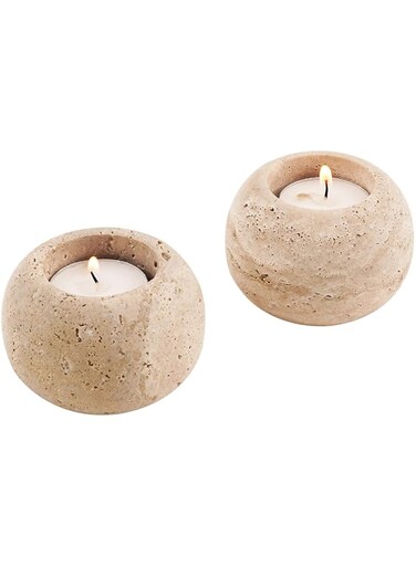 Travertine 2.5" Handmade Tealight Candle Holder &ndash; Stone Votive &amp; Tea Light Holder.