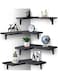 Floating Corner Shelves for Wall D&eacute;cor Storage, Wall Shelves Set of 4, Wall Mounted Wood Shelves for Home Decor, Bedroom, Living Room, Bathroom, Kitchen, Office (Black)