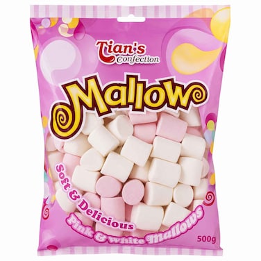 Tian's Mallow Pink and White Marshmallows, 500g