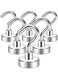 MOALO Magnetic Hooks 8kg Neodymium Magnets with Hooks 16mm Magnetic Hooks Punch-Free for Refrigerator, Grill, Kitchen, Bathroom（6 Pcs ）