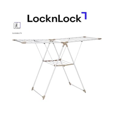 LocknLock Strong Laundry Drying Rack in Beige &ndash; Durable, Foldable &amp; Space-Saving
