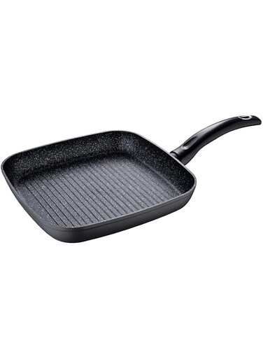 Bergner Orion Forged Aluminum Grill Pan 28X28 Cm, Grey Color, Induction Bottom, Marble+ Non-Stick Coating, Bg35850Gy