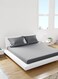 Linen Double Striped Fitted Bed Sheet with 2 Pillow Case 160 x 200 Cm Grey