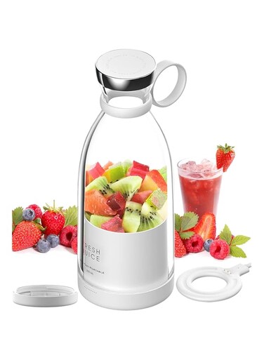 Excefore Personal Size Blender, Portable Blender, Battery Powered USB Blender (White)