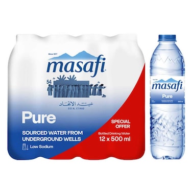 مسافي مياه معدنية نقية  500 ملل حزمة من 12
