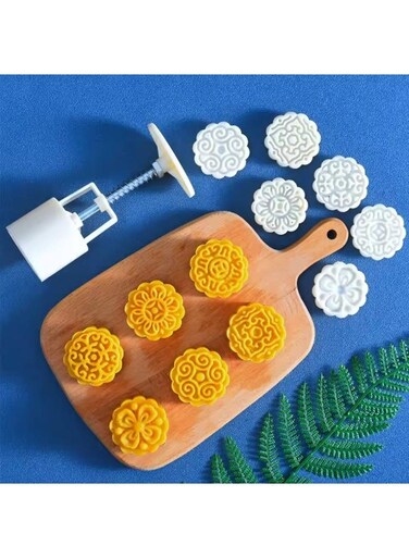 Press Mold Set with 6 Flower Pattern Stamps &acirc;&euro;&ldquo; DIY Cookie, Pastry &amp; Dessert Cutter &acirc;&euro;&ldquo; Food-Grade Plastic Hand Press Tool