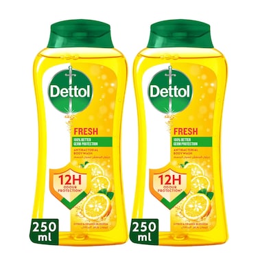 Dettol Fresh Shower Gel &amp; Body Wash, Citrus &amp; Orange Blossom Scent, 250ml Pack of 2
