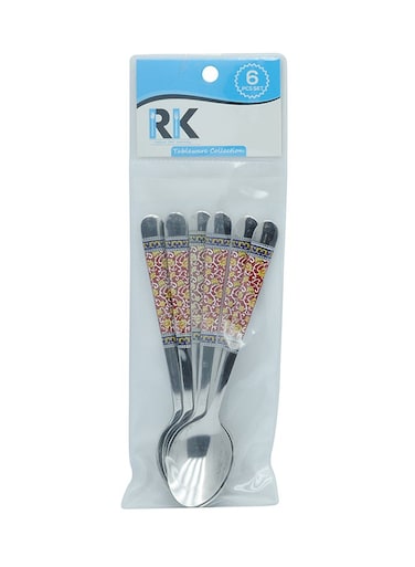 6-Piece Spoon Set Silver/Red 15cm