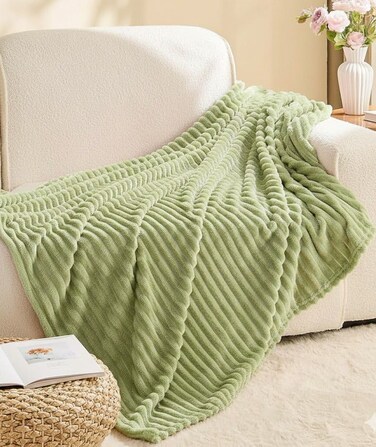 G H Striped Flannel Fleece Blanket Plush Throw Blanket Super Soft Blanket King Size(220x240) For Bed and Sofas Luxurious Warm and Comfortable