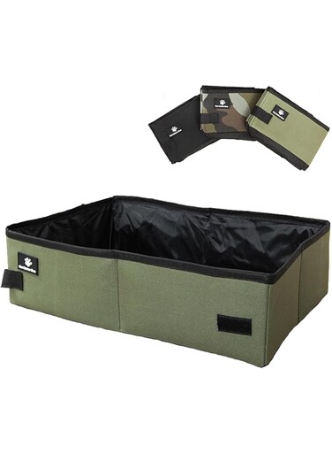 Portable Travel Litter Box, Foldable Cat Litter Box with Lightweight Litter Carrier for Cat Travel, No Leakage, No Smell, Easy to Carry, Easy to Use in Hotels (L)