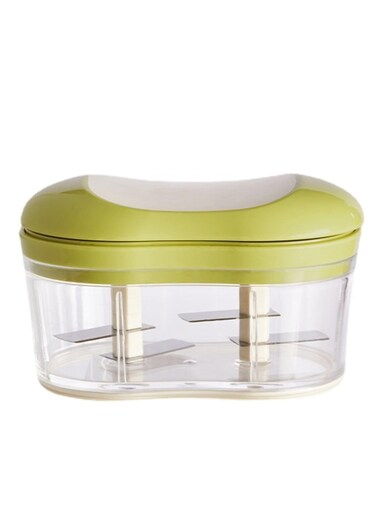 Hand Push Garlic Chopper, Portable Garlic Mincer, Manual Garlic Press with Clear Storage Container for Both Home and Camping, Mini Food Chopper for Garlic, Ginger, Onion Creative Cooking Gift (Green)