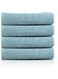 Pack of 4 Pieces Blue 50x70cm Bath Mat with Box Design Border   750GSM   100% Cotton-Extra Absorbent and Super Soft