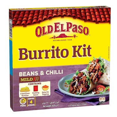 Old El Paso Mild Beans and Chilli Burrito Dinner Kit, 620g