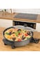 Electric Pizza Pan &ndash; Non-stick Cooker, Temp Control, Glass Lid, Grill, Bake, Fry, Family Size