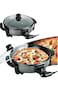 Electric Pizza Pan &ndash; Non-stick Cooker, Temp Control, Glass Lid, Grill, Bake, Fry, Family Size