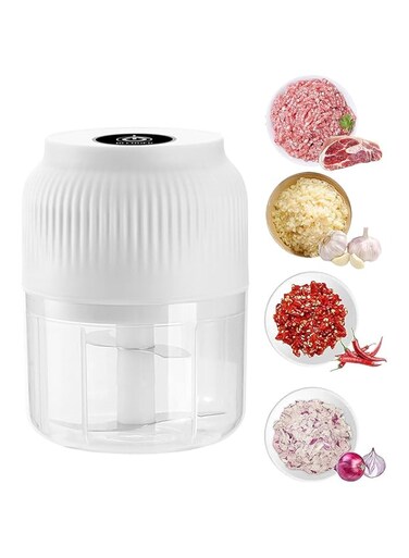 ALANX Electric Chopper Rechargeable Portable Veggie Chopper 300ML Mini Food Processor for Vegetables, Fruits, Garlic,Ginger,Onion and Puree with 4 Stainless Steel Blade (White)