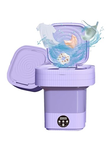 M&reg; Folding Washing Machine Mini Automatic Clothes Washing Machine Portable Lightweight Underwear Washer for Travel Camping Apartment Laundry (Purple)