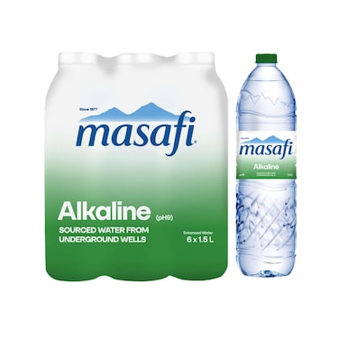 مسافي ألكالايف مياه قلوية  1.5 لتر حزمة  من 6