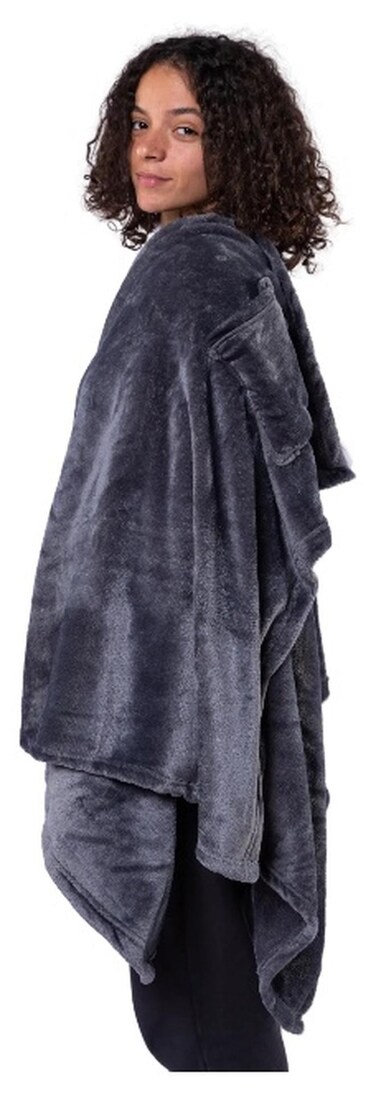 Lightweight Throw Blanket with Pockets, 250 GSM Extra Soft Premium Microfiber in Dark Grey