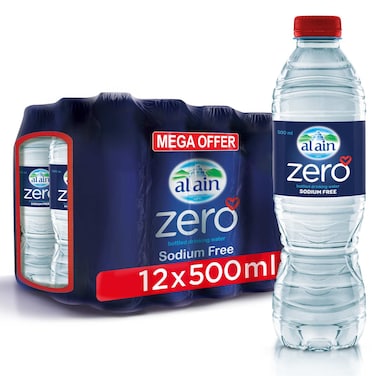 Al Ain Zero Sodium Free Bottled Drinking Water 500ml Pack of 12