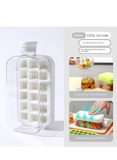 Portable Ice Cube Tray with Straw 800ml Silicone, One Key Press 18 Ice Cubes, BPA-Free Food Grade, Ice Molds for Making Ice Cream and Ice Cubes, Zero Contact Ice Cubes, Removable and Easy to Clean, Suitable for Outdoor Sports Gym Bottle Cups