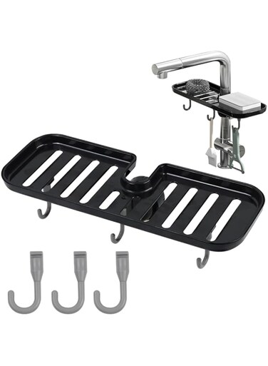 Supvox&reg; Sink Caddy, Sponge Holder with Hooks, Shower Caddy Soap Organizer for Bathroom/Kitchen, Kitchen Organizer for Dishcloth and Cleaning Brush Holder