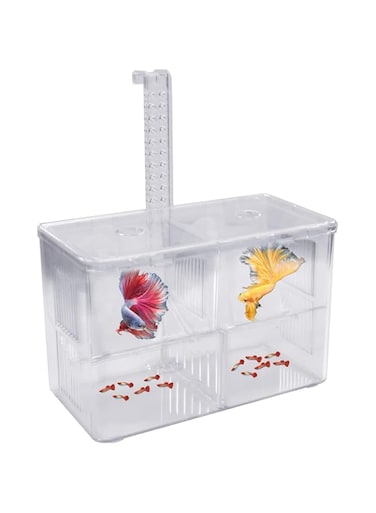 TERRIFI Fish Breeding Isolation Box - Transparent Double Layer Floating Aquarium Hatchery with Hooks, 2 Suction Cups - Plastic Divider for Hatching, Spawning Baby Fish, Shrimp, Betta, Guppy