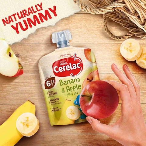Nestle Cerelac Fruits Puree Pouch, Banana, Apple, from 6 Months, 90g