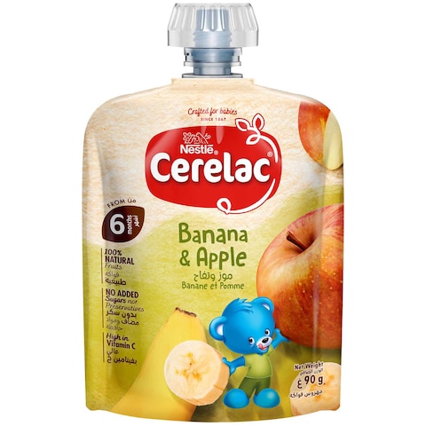 Nestle Cerelac Fruits Puree Pouch, Banana, Apple, from 6 Months, 90g