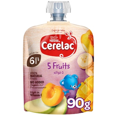 Nestle Cerelac Fruits Puree Pouch, Fruits, from 6 Months, 90g