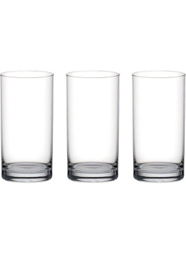 3 Piece Fin Hi Ball Glass Set, 280ml Capacity - Clear