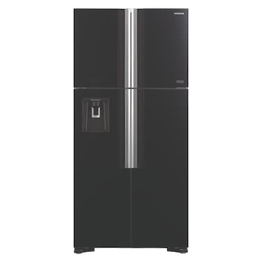 Hitachi 760L Gross Side by Side 4 Doors Premium Refrigerator RW760PUK7GBK, 10 Year Warranty on Inverter Compressor, French Door Glass Black