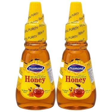 Diamond Pure Natural Honey Squeeze Bottle, 250g, Pack of 2