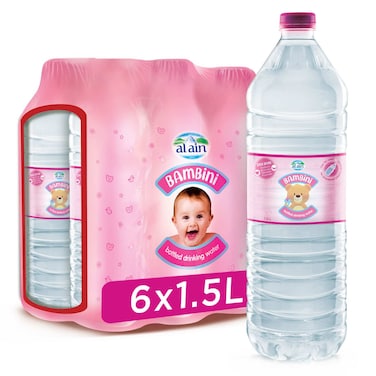 العين بامبيني مياه شرب معبأة  سعة 1.5 لتر، حزمة من 6
