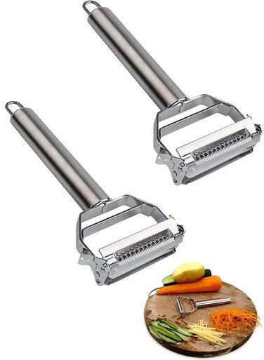 Premium Potato Peeler- Stainless Steel, 3-in-1 Multi-Function, Fruit &amp; Vegetable Peeler, Cheese Slicer, Julienne Slicer/Shredder Durable Chef Quality