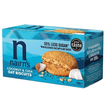 Nairn's Less Sugar Coconut and Chia Oat Biscuits, 200g