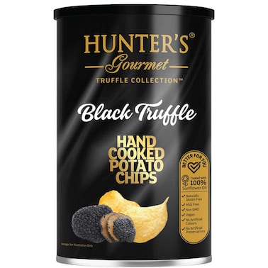 هانترز غورميه رقائق البطاطس  السوداء المطبوخة يدويًا بنكهة الكمأة، 150 غرام