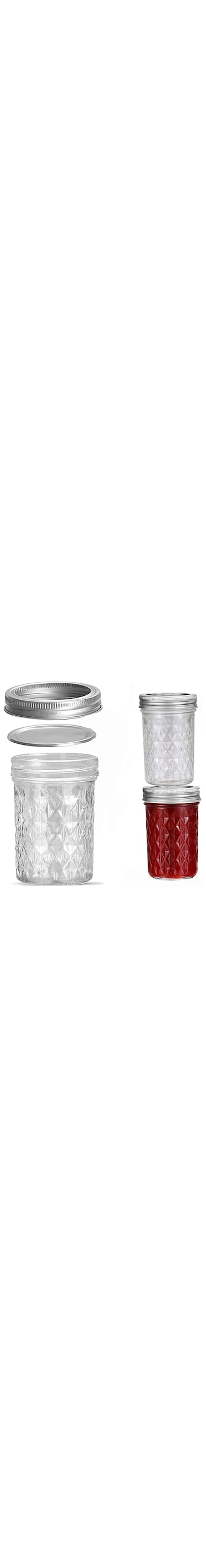 SYOSI Mason Jars, Canning Jars Jelly Jars With Lids, Ideal for Jam, Honey, Wedding Favors, Shower Favors, for Canning, Preserving, Meal Prep (8, Diamond, 2, Mason Jars)