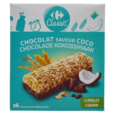 Carrefour Classic Chocolate and Coconut Cereal Bars, 125g