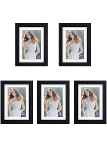 JZS Picture Frame Set of 5, Display Pictures 5x7 with Mat or 8x10 Without Mat, Wall Gallery Photo Frames,8x10 Inch,Black