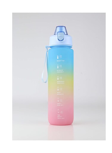 1000ml Motivational Drinking Water Bottle with Time Markers, One-Button Lockable Lid, Soft Straw, Dual Carry Handle and Free Cute Design Cartoon Stickers- BPA-Free, Leak-Proof Lid, Eco- Friendly, Plastic, Reusable, Drink Reminder Water Bottle for Adults and Kids in School, Office, Daily Hydration, Gym, Fitness, Yoga, Cycling, Hiking, Outdoor Camping, Hiking, Sports and Travel, 32oz Bottle